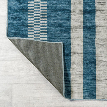 Vichy Geometric Striped Machine-washable Area Rug